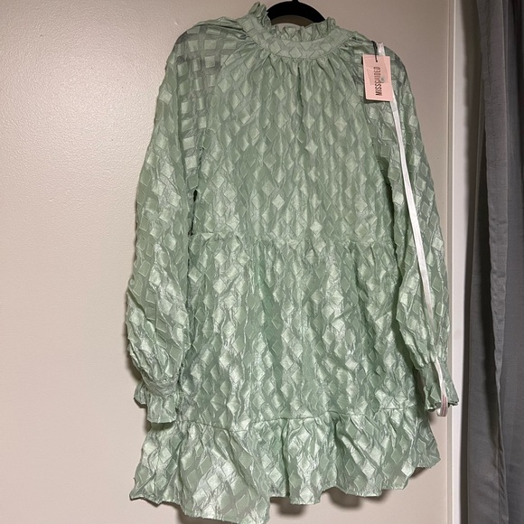 Sea foam green high neck smock dress Missguided size US 6 - Picture 3 of 4
